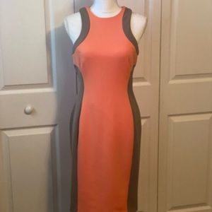 Laggy London, peach & tan, pencil dress